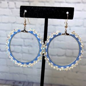 HANDMADE Hoop Beaded Crystal Boho Earrings